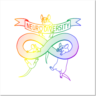 Neurodiversity Rats (Rainbow Version) Posters and Art